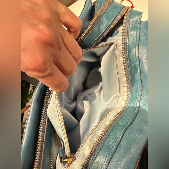 Coach Teal Hampton Lindsay Satchel Bag Vintage Leather Satchel Bag. - Picture 12 of 16